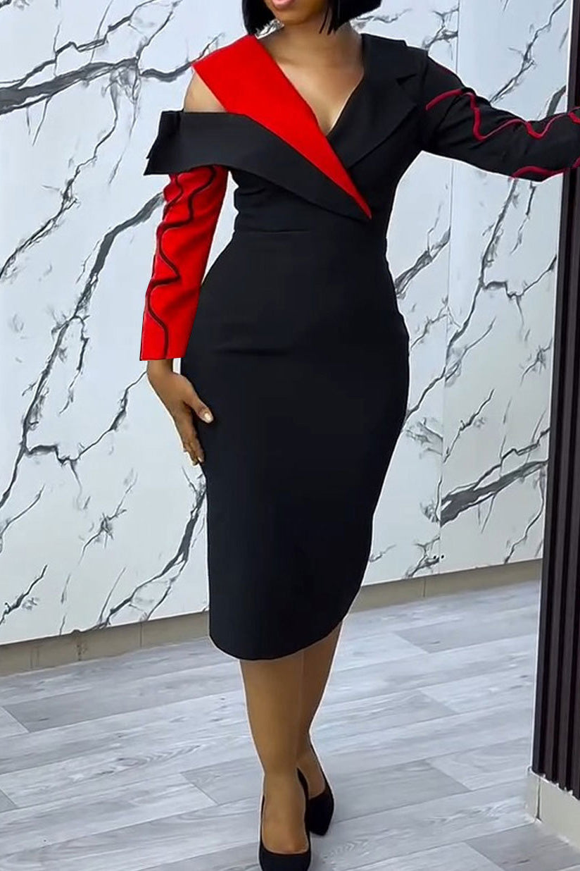 Asymmetrical Color Block Bodycon Dress Lavish Daily