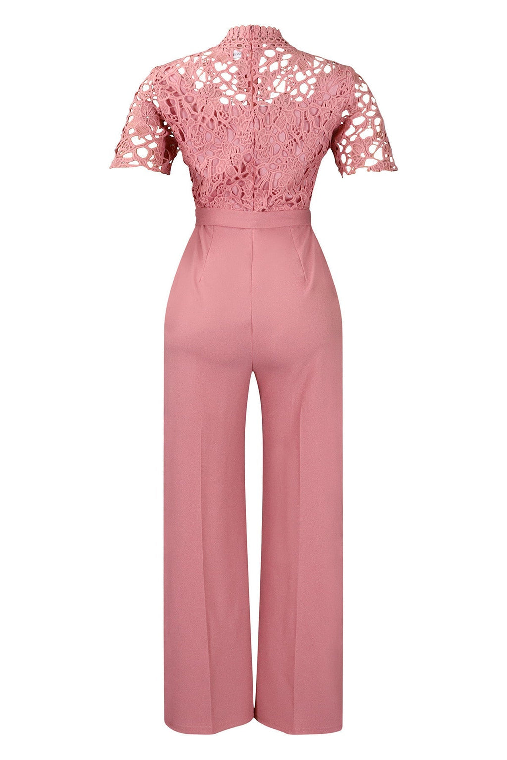 Lace Hollow Out Tie Waist Wide Leg Jumpsuit Lavish Daily