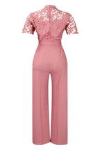 Lace Hollow Out Tie Waist Wide Leg Jumpsuit Lavish Daily