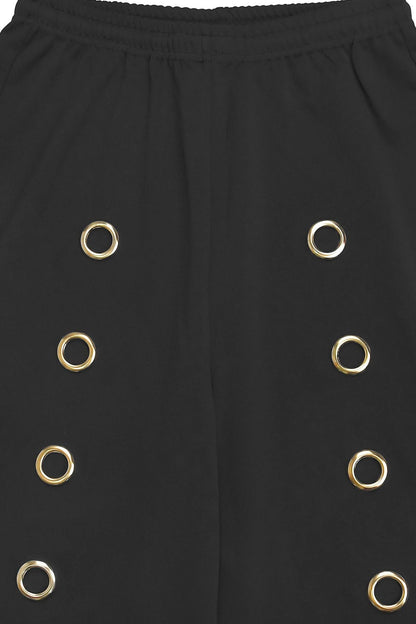 Oversized Eyelet Halter Crop Top & Pant Set Lavish Daily