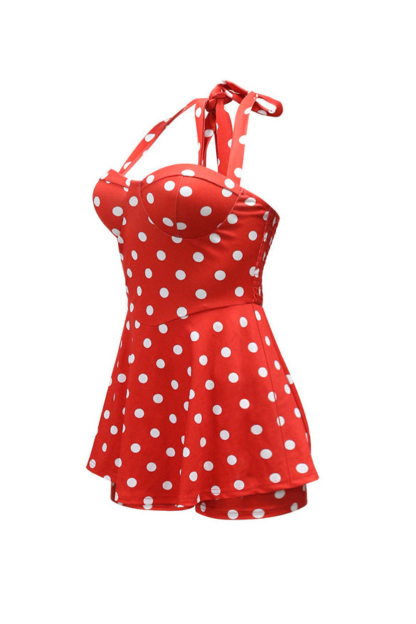 Retro Polka Dot Bustier Peplum Shorts Set Lavish Daily