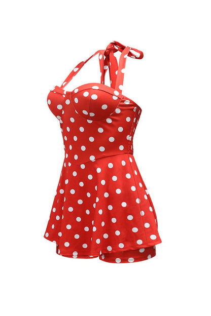 Retro Polka Dot Bustier Peplum Shorts Set Lavish Daily