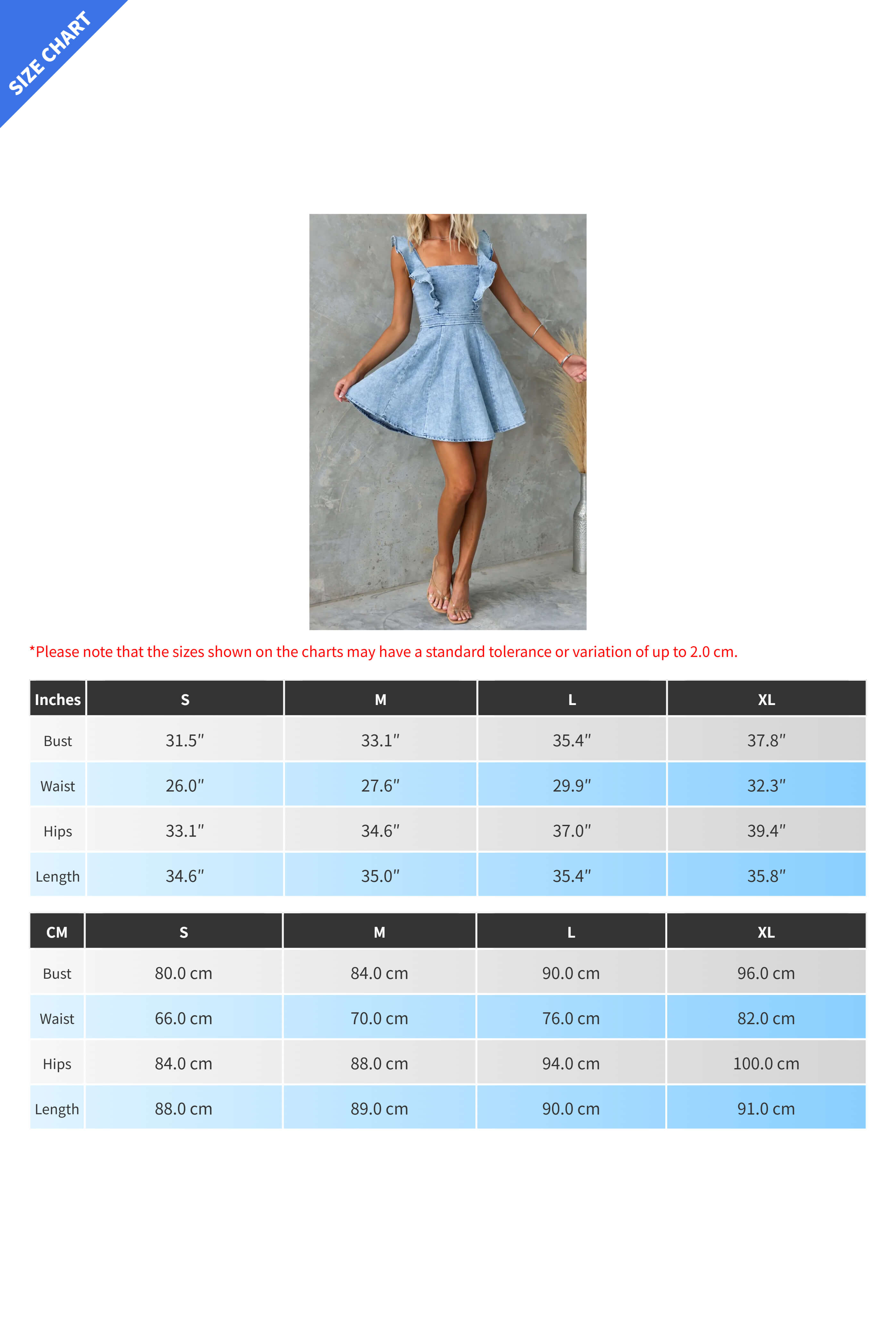 Ruffled Square Neck Denim Mini Dress Lavish Daily