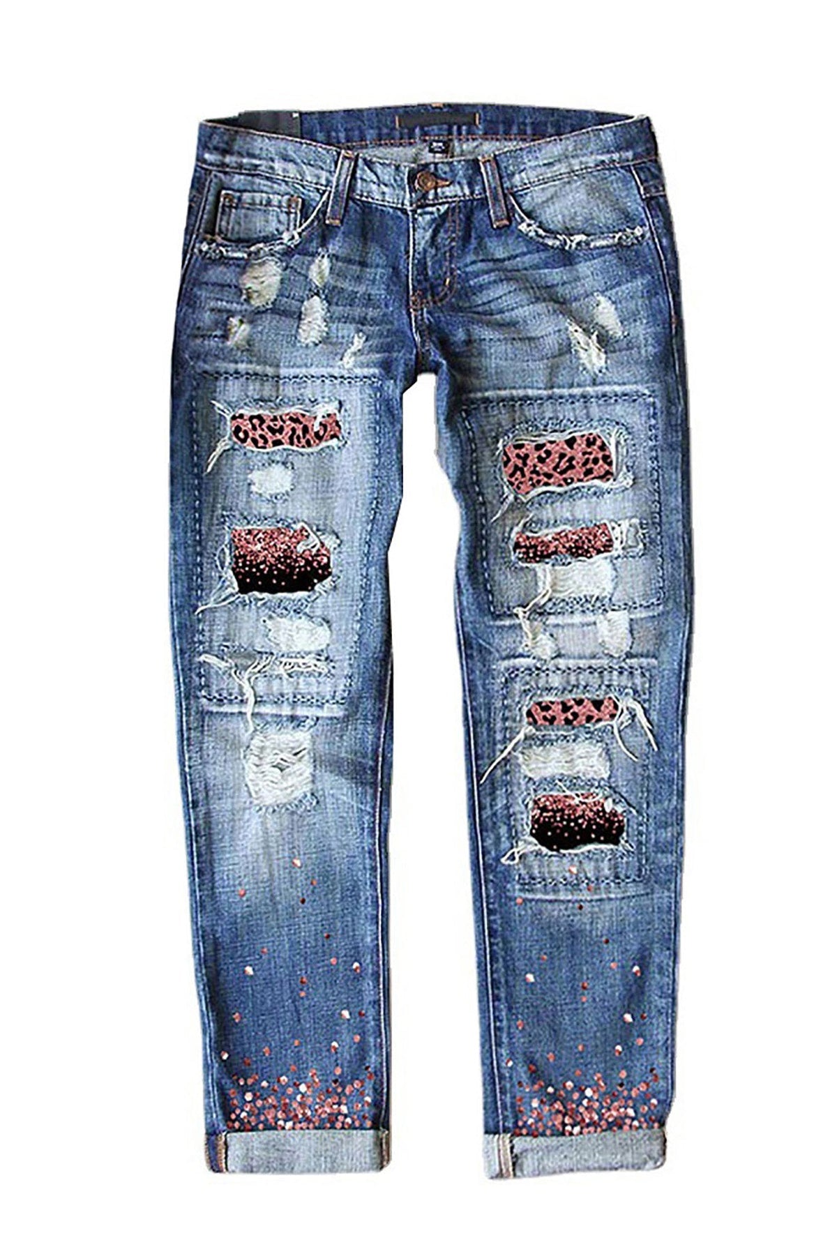 Slim Fit Printed Denim Trousers Lavish Daily