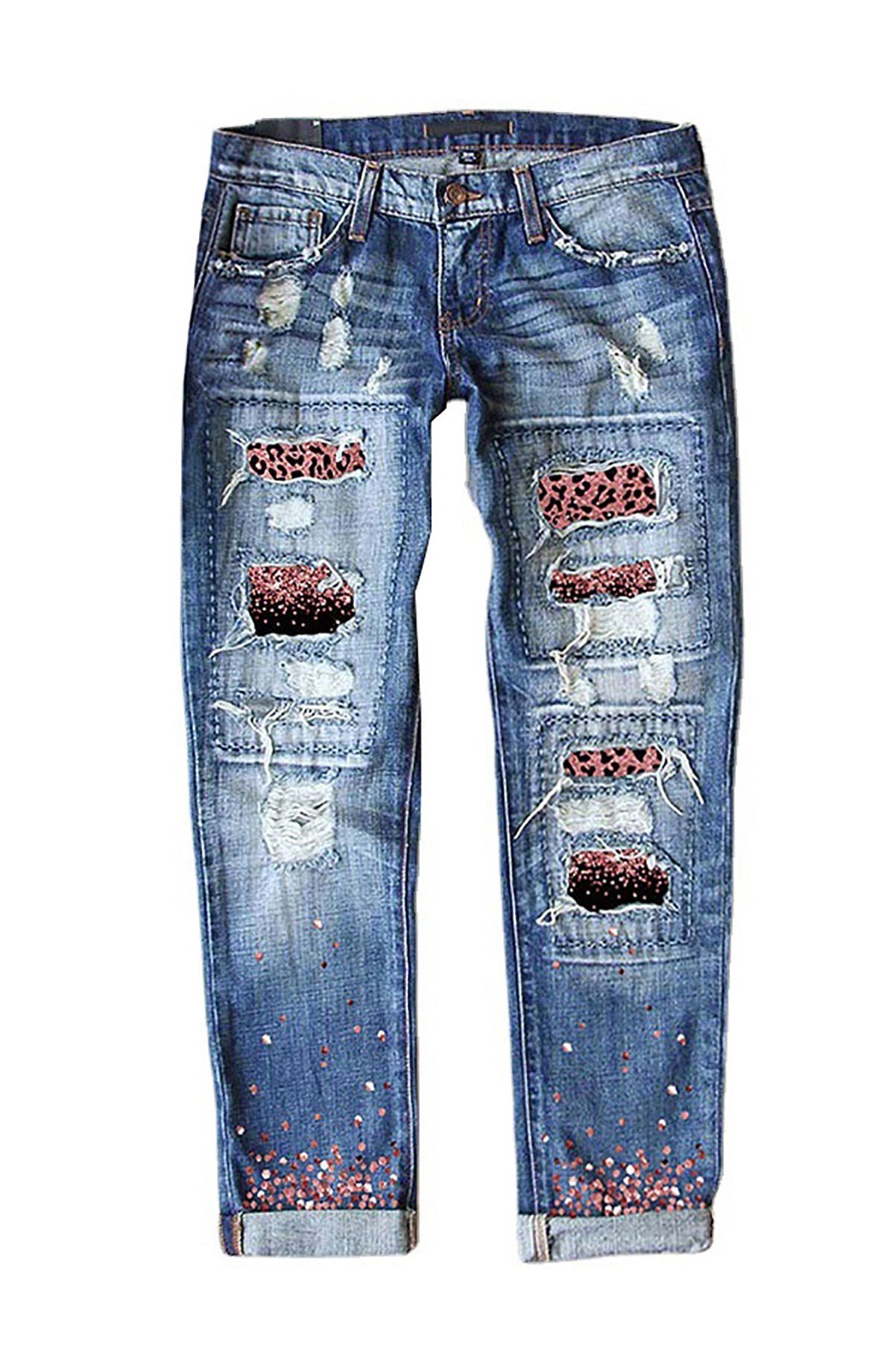 Slim Fit Printed Denim Trousers Lavish Daily