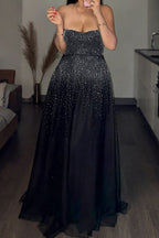 Strapless Hot Drilling Backless Lace-Up Gown Lavish Daily