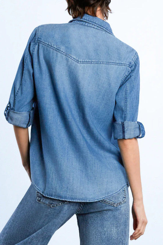 Loose Fit Casual Denim Shirt Lavish Daily