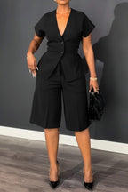 Belted Dolman Sleeve Top & Midi Pants Set Lavish Daily