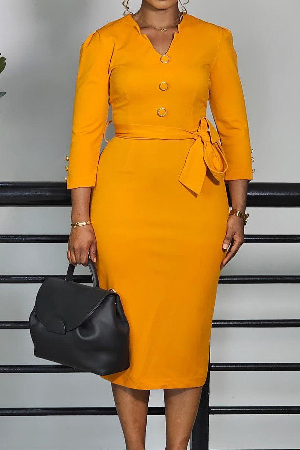 Elegant V-Neck Bodycon Maxi Dress Lavish Daily