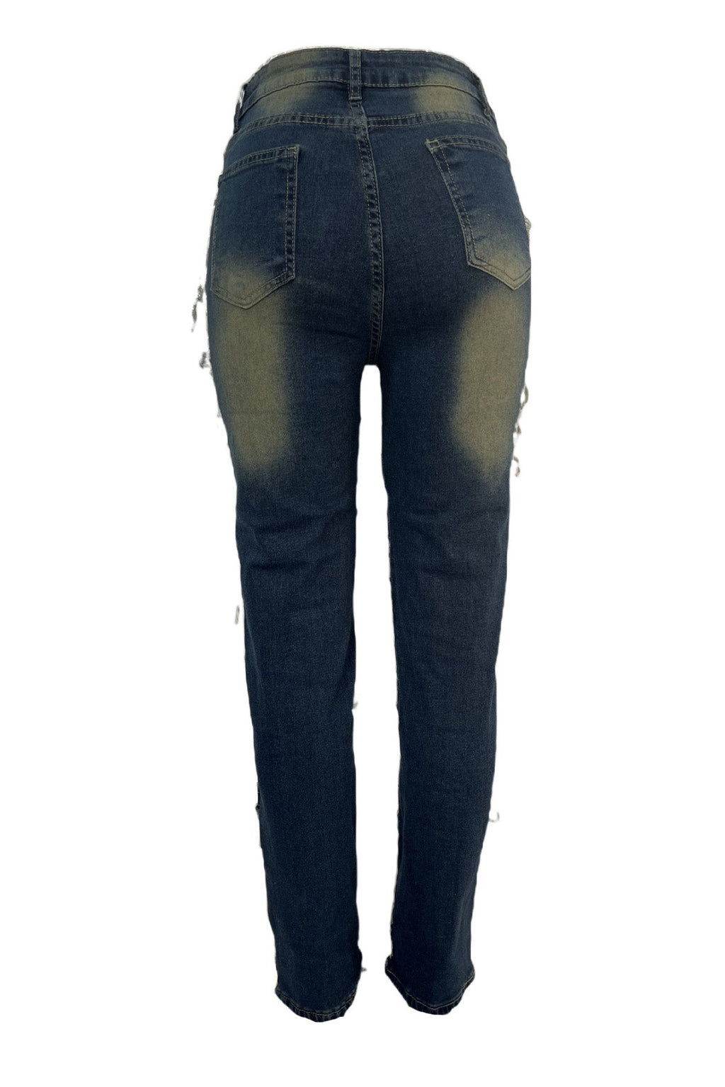 Whiskered Stretch Patch Skinny Jeans Lavish Daily