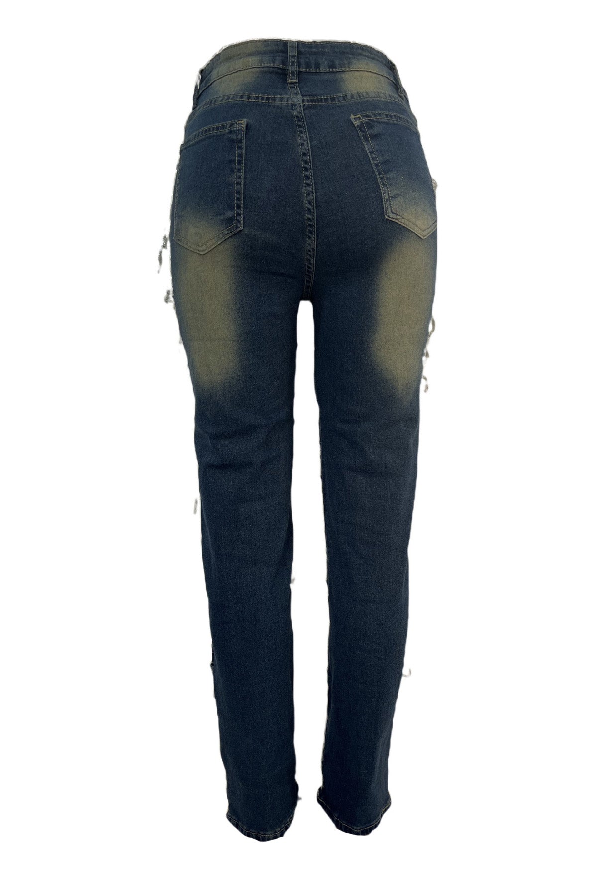 Whiskered Stretch Patch Skinny Jeans Lavish Daily