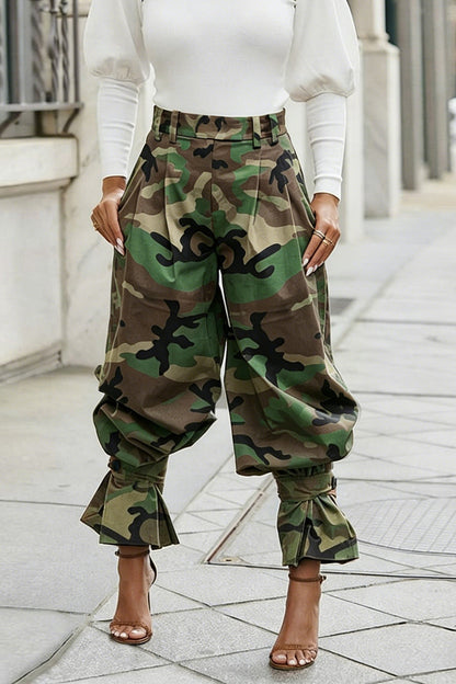 High-Waisted Ankle-Tie Baggy Utility Pants Lavish Daily