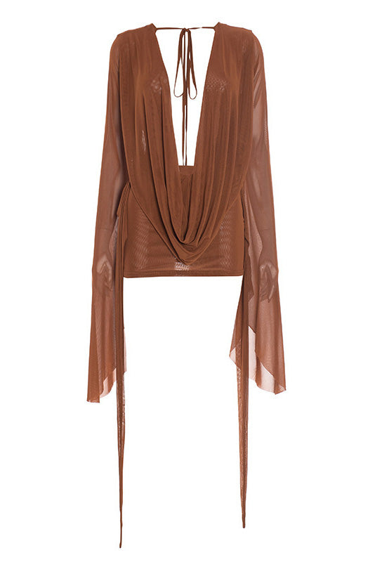 Mesh Backless Swing A-Line Dress Lavish Daily