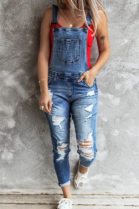 Retro Tattered Jumpsuits Stretch Denim Lavish Daily