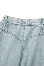 Zip-Up Vest High-Rise Wide Leg Pants Denim Set Lavish Daily