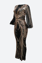 Sequin Lantern Sleeve Party Jumpsuit Lavish Daily