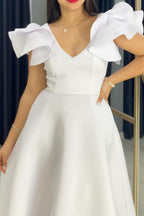 Flounce Sleeve High Waist A-Line Dress Lavish Daily