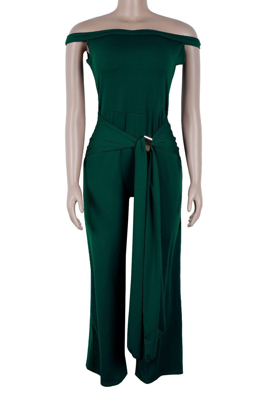 Stretch Off Shoulder Tie Detail Jumpsuit Lavish Daily