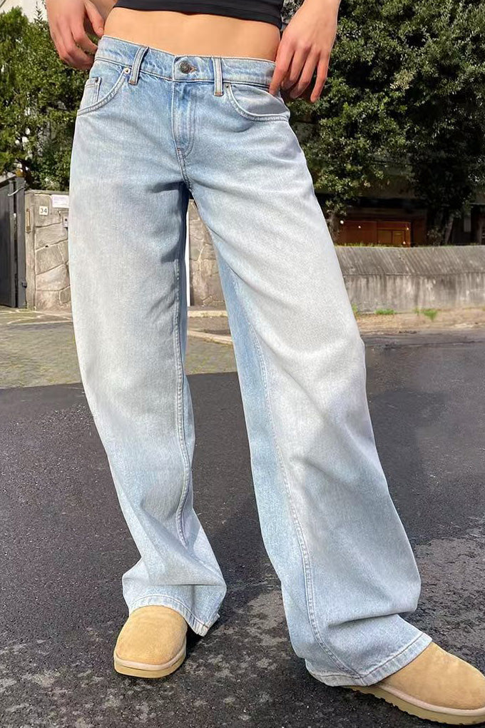 Vintage High Waist Loose Straight Wide Jeans Lavish Daily