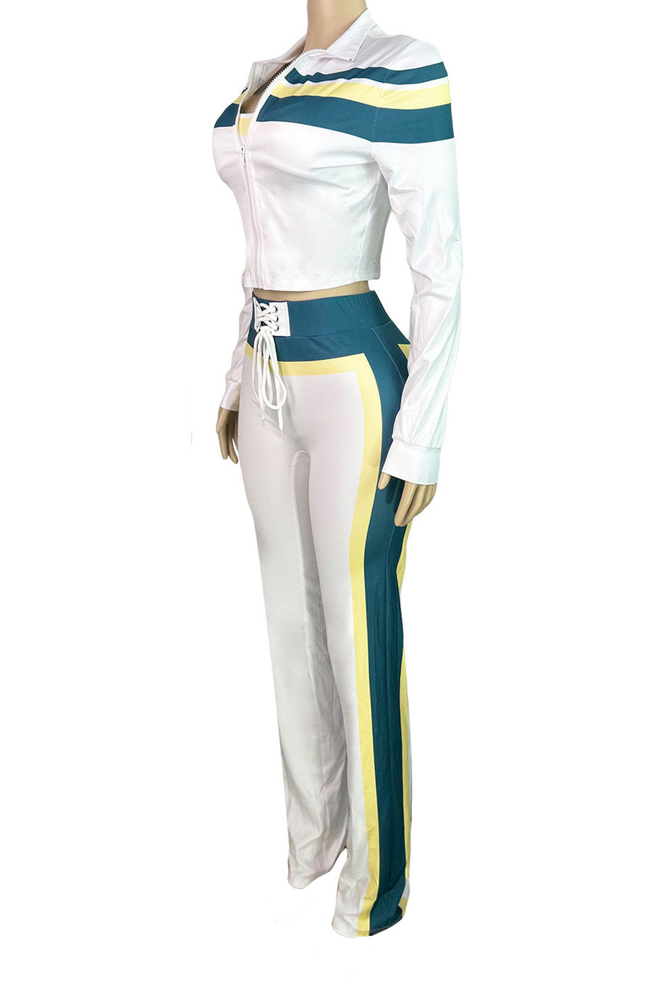 Printed Front-Tie Top and Long Pants Set Lavish Daily