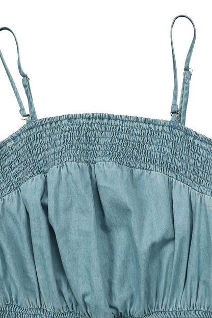 Denim Sleeveless Wide-Leg Jumpsuit Lavish Daily