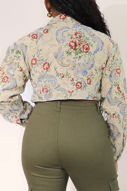 Floral Cropped Jacket Lavish Daily