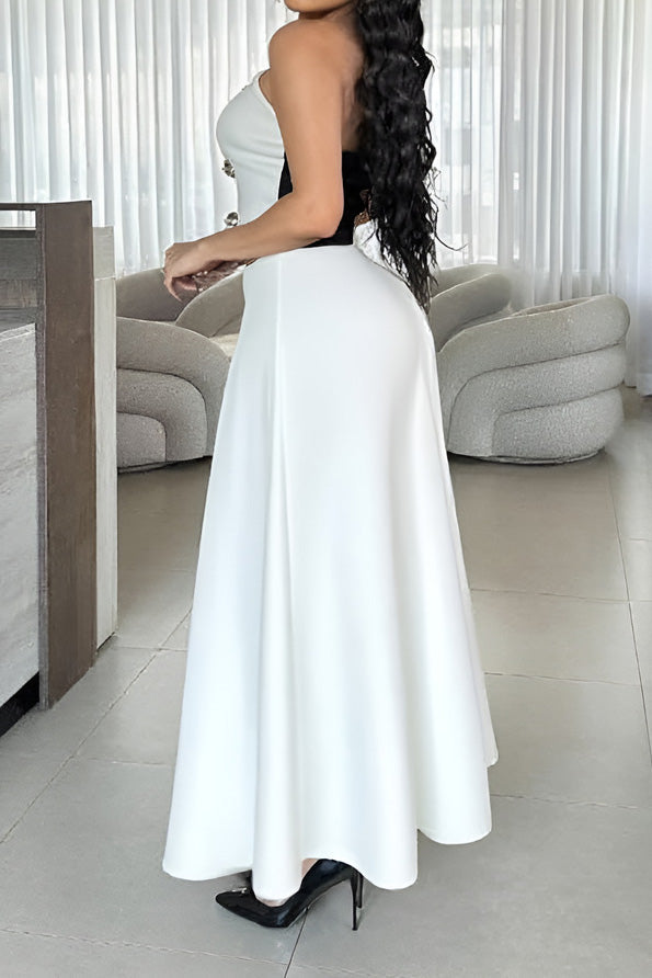 Colorblock Tube Top and A-Line Skirt Set Lavish Daily