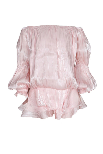 Plisse Off-Shoulder Tiered Mini Dress Lavish Daily