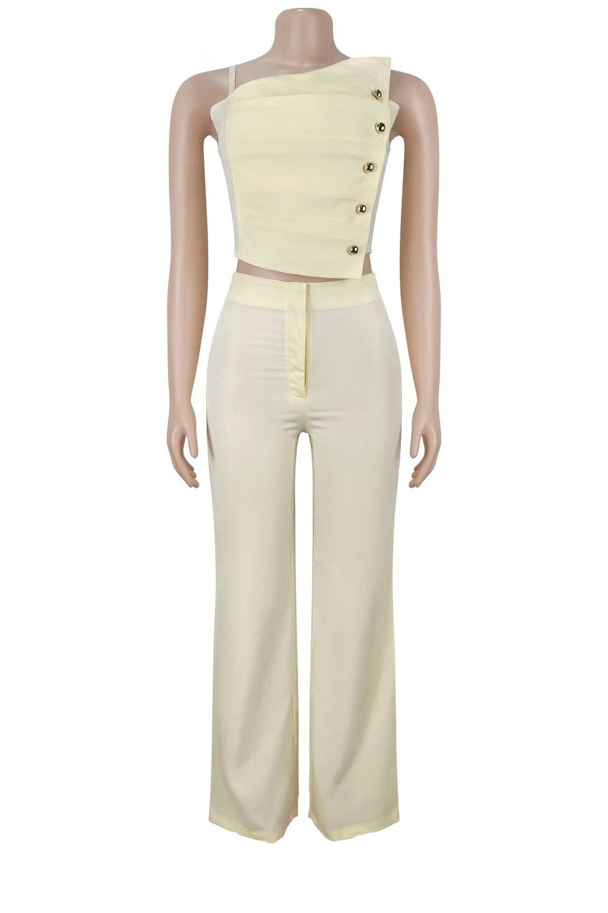 Asymmetrical Button Cami Pant Set Lavish Daily
