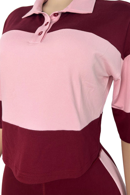 Collared Top & Flare Pants Two-Piece Set Lavish Daily