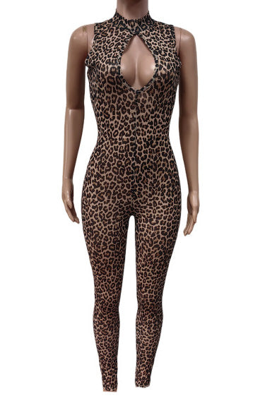 Sheer Mesh Leopard Jumpsuit Lavish Daily