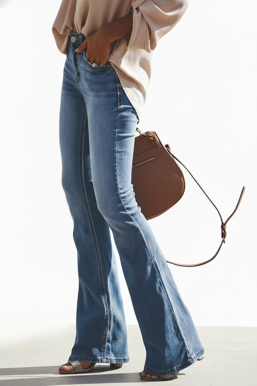 Denim Flare Leg Boyfriend Jeans Lavish Daily