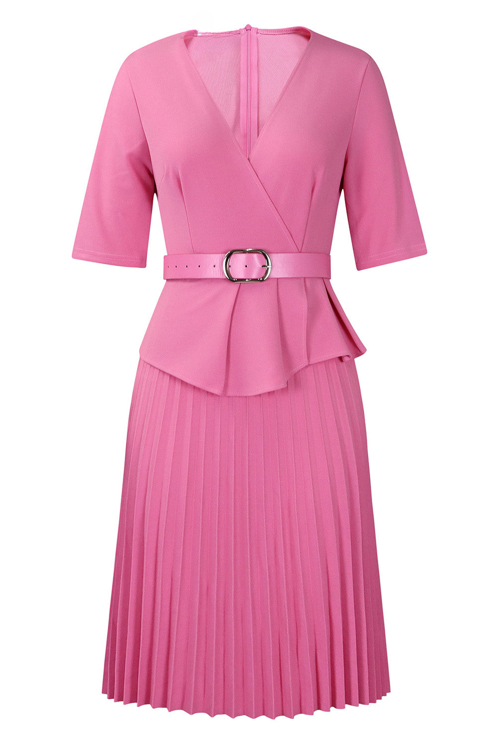 Elegant V-Neck Pleated Dress Lavish Daily