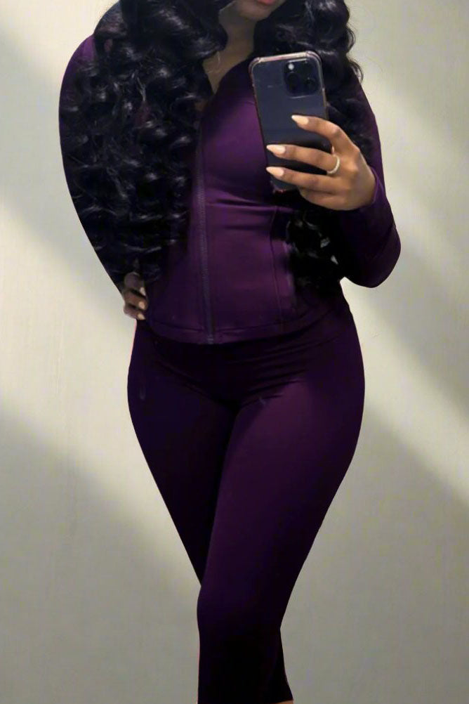 Shape Jacket & Flare Pants Activewear Set Lavish Daily