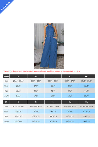 Halter Backless Jumpsuit Wide Leg Stretch Lavish Daily