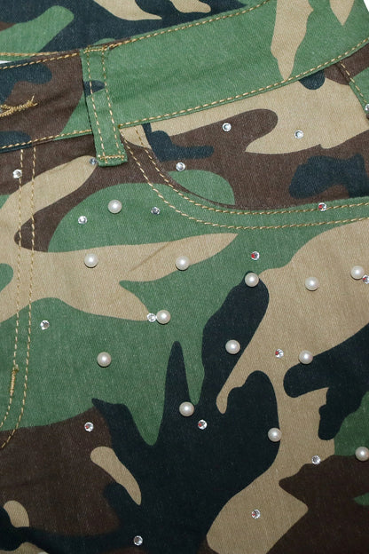 Pearl Embellished Baggy Cargo Shorts Lavish Daily