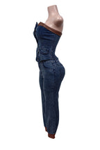 Strapless Stretch Denim Two-Piece Set Lavish Daily