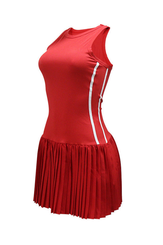 Sleeveless Round Neck Pleated Mini Dress Lavish Daily
