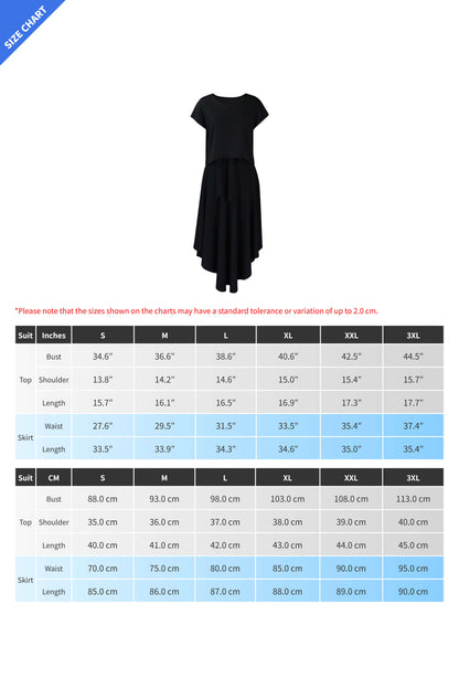 Solid Top & A-Line Midi Skirt Lavish Daily