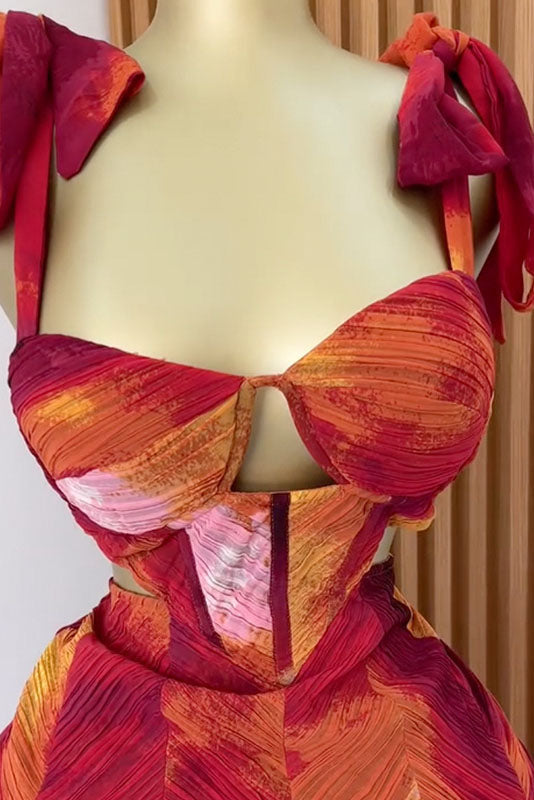 Tie Shoulder Cut-out Maxi Dress Lavish Daily