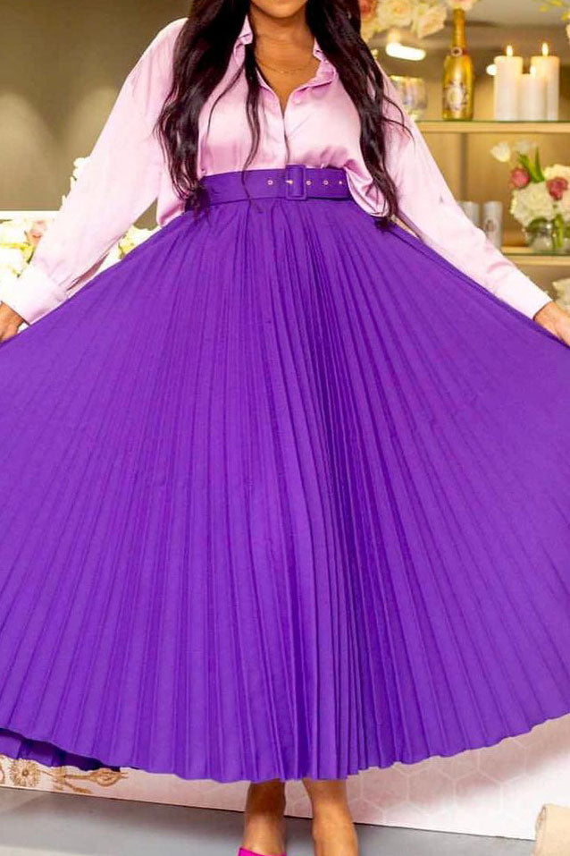 High Waist Pleated Midi Skirt Lavish Daily