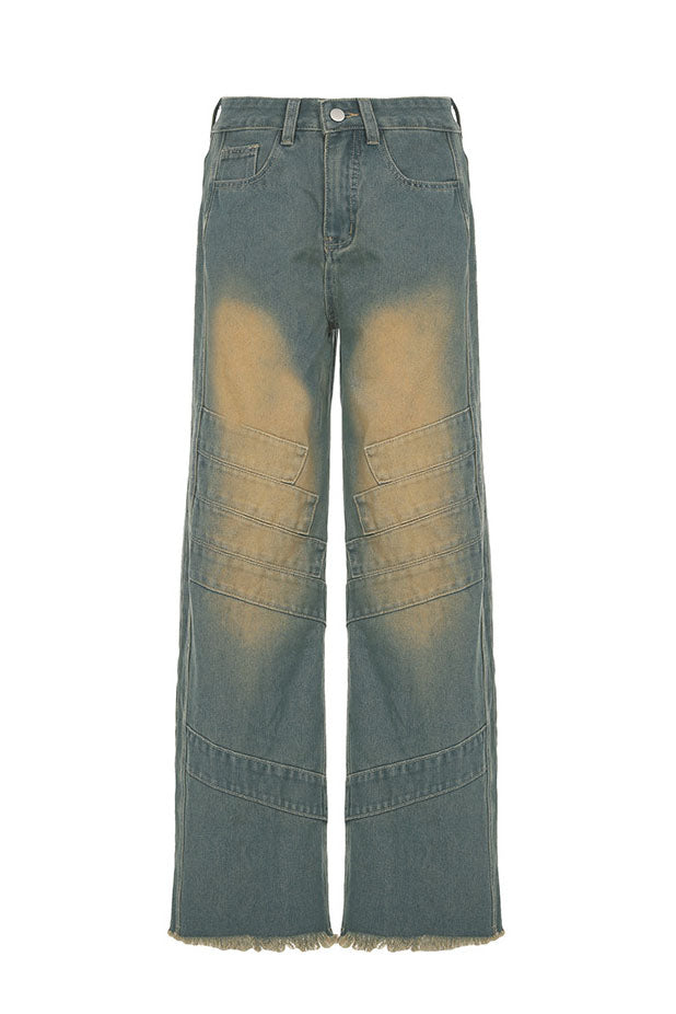Vintage Distressed Denim Straight Jeans Lavish Daily