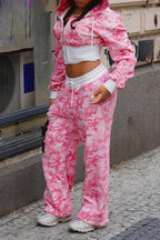 Camo Zip Up Jacket and Cargo Pants Set Lavish Daily