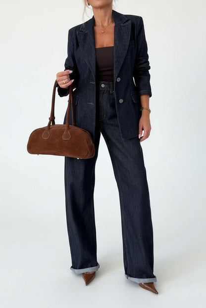 Single-Breasted Denim Blazer & Jeans Set Lavish Daily