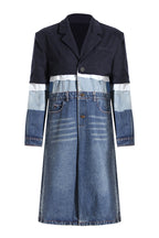 Contrast Denim Midi Trench Coat Lavish Daily