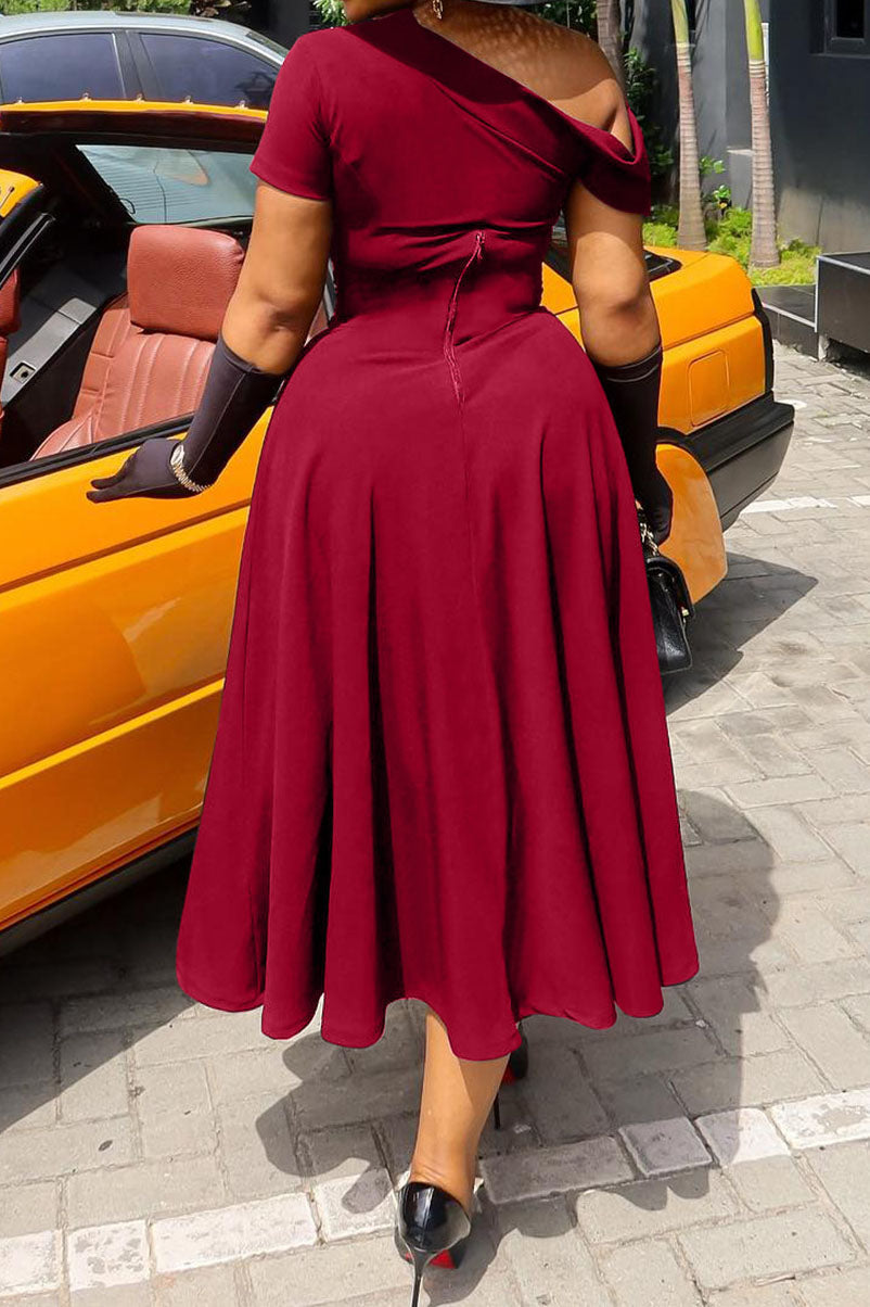 Plus Size Asymmetrical Cutout A-Line Midi Dress Lavish Daily