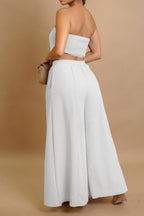 Stretch Tube Top Vest and Wide Leg Pants Set Lavish Daily