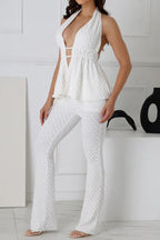 Tie-Up Backless Halter with Long Pants Sets Lavish Daily