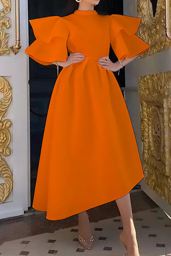 Double-Layer Ruffled Sleeve Dress Lavish Daily