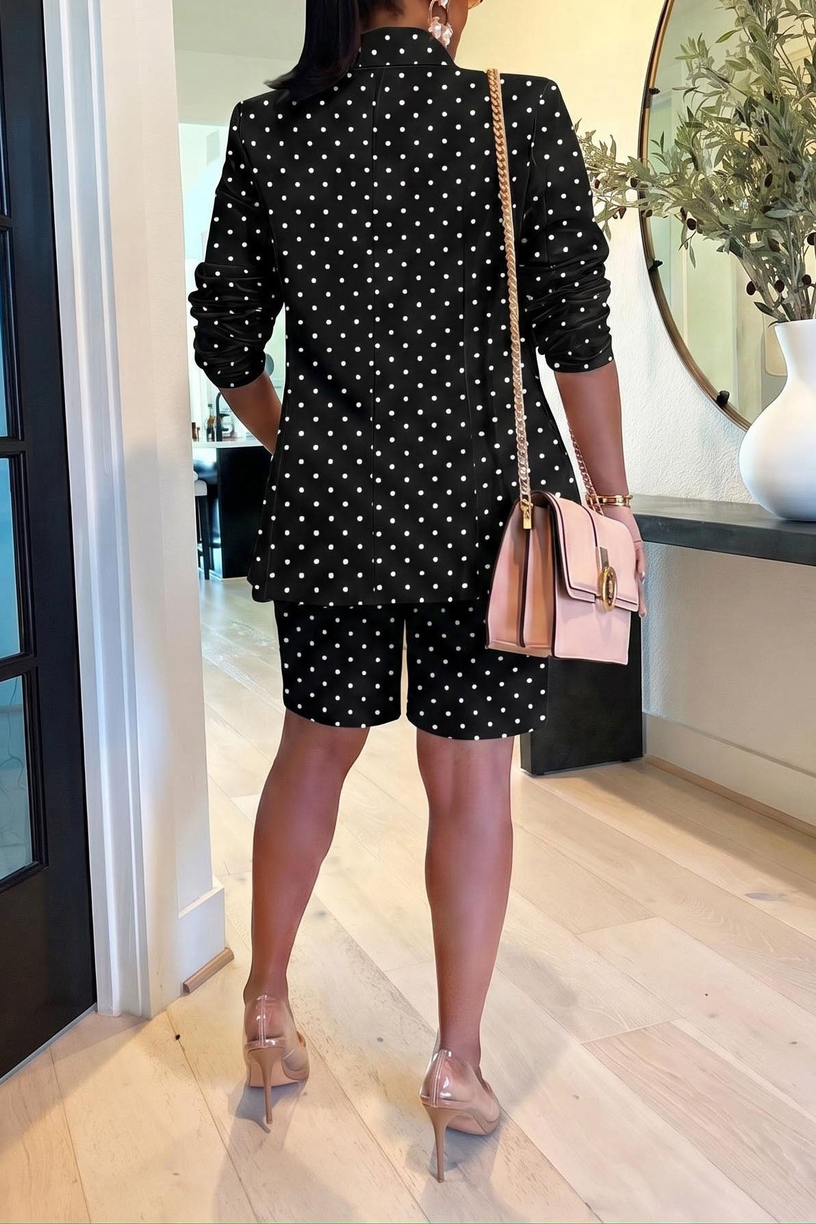 Polka Dot Blazer & Shorts Set Lavish Daily
